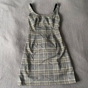BANANA REPUBLIC Grey and Yellow Plaid Mini Dress